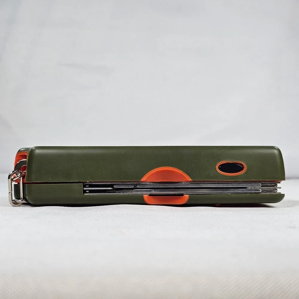 Multi-Function Fishing Tool Scale Tape Measure LED Light Knife Green Orange